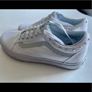 Vans White Canvas with Crystal Detail Size 9